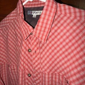 Wrangler (large) Red Plaid Men's Short-Sleeve Button-Down Shirt (034)